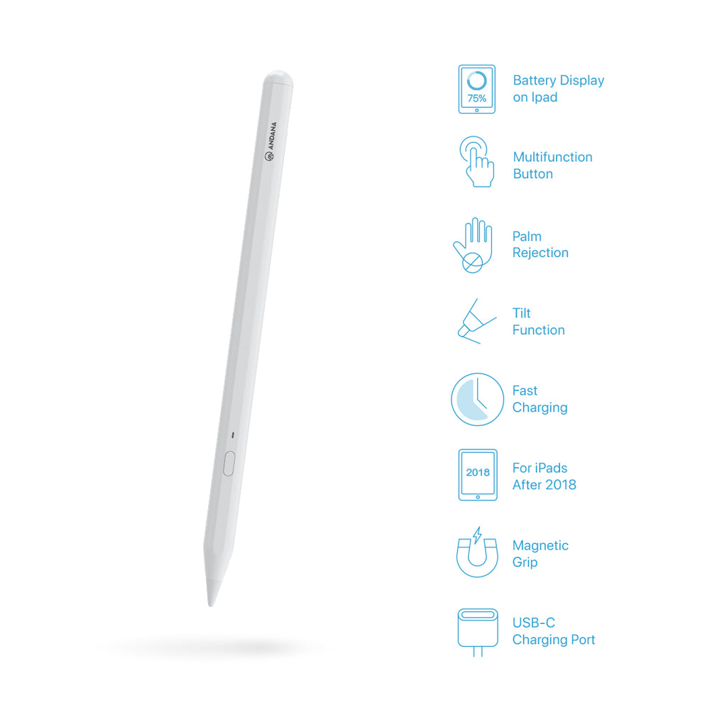 Andana A11 Pencil for iPad With Tilt Sensitivity Palm Rejection and Magnetic Attachment